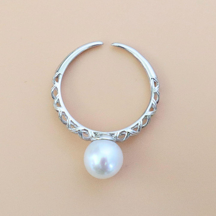 Pearpals silver 7mm freshwater pearl open rings