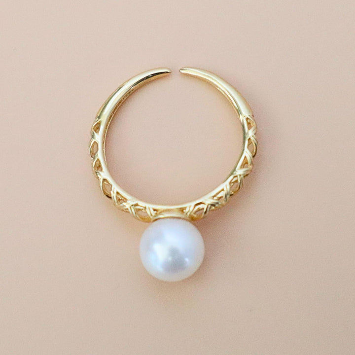 Pearpals gold 7mm freshwater pearl open rings