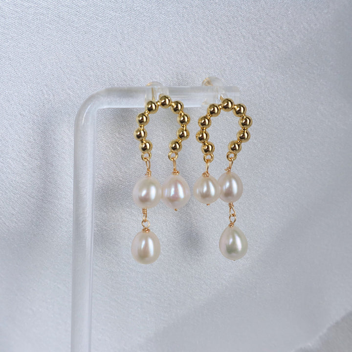 Pearlpals Fashion baroque PEARL DROP stud EARRINGS WITH GOLD BALL