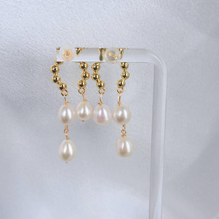 Pearlpals Fashion baroque PEARL DROP stud EARRINGS WITH GOLD BALL
