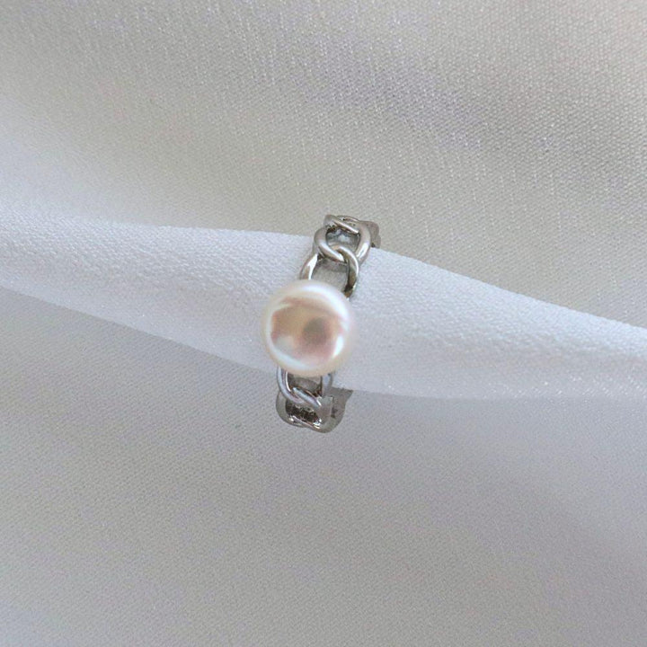 Pearlpals Circle 8mm freshwater pearl open rings in gold and silver