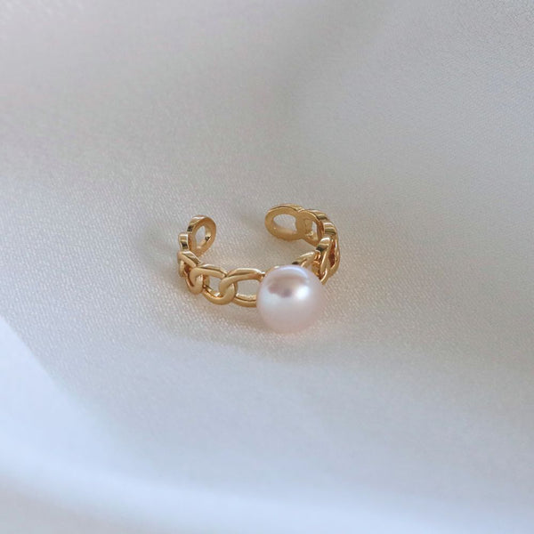 Pearlpals Circle 8mm freshwater pearl open rings in gold and silver