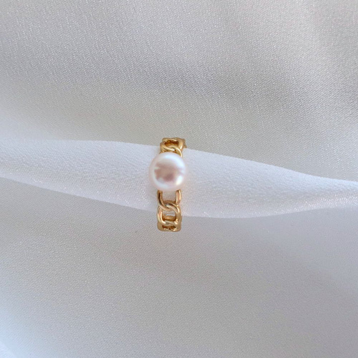 Pearlpals Circle 8mm freshwater pearl open rings in gold and silver