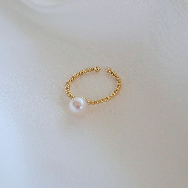 Pearlpals 6.5mm button pearl open rings in gold plated