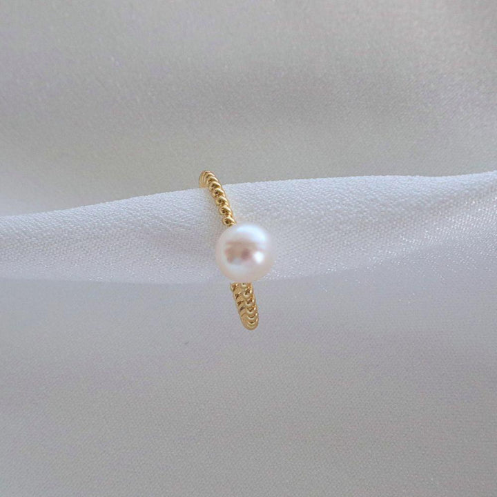 Pearlpals 6.5mm button pearl open rings in gold plated