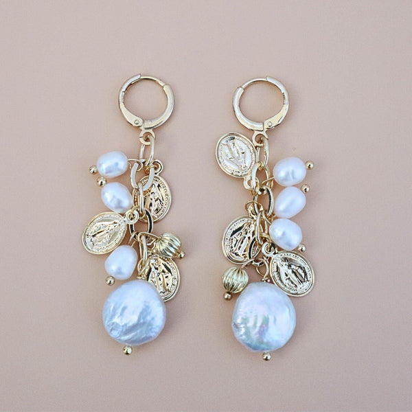 Pearlpals gold plated baroque pearls earrings hooks in modern design