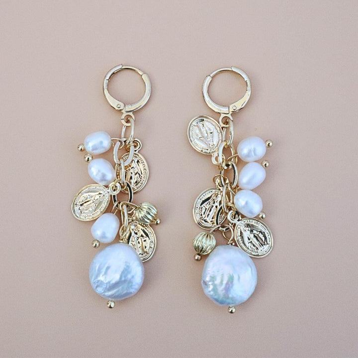 Pearlpals gold plated baroque pearls earrings hooks in modern design