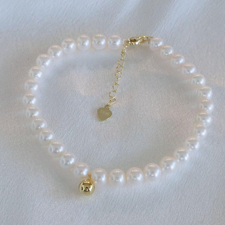 Pearlpals 5mm freshwater pearl bracelet with gold ball 