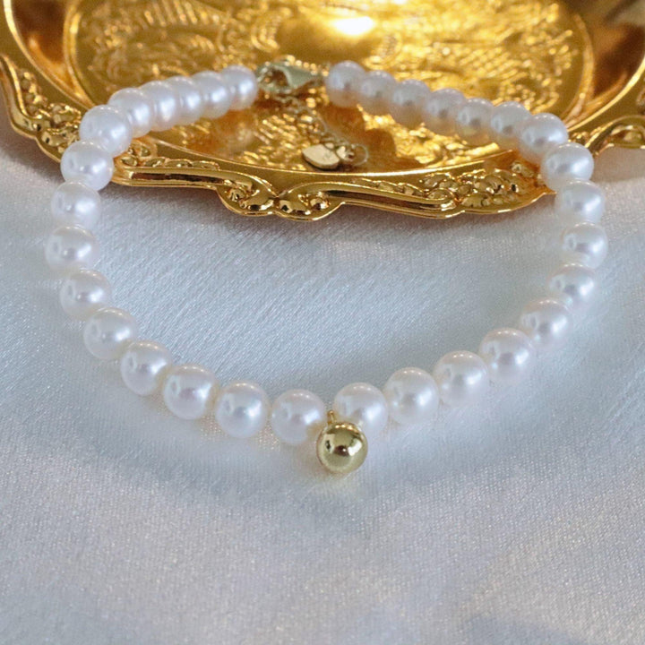 Pearlpals 5mm freshwater pearl bracelet with gold ball 