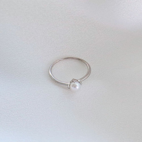 Pearlpals 4mm freshwater pearl rings in sterling silver ring size 5