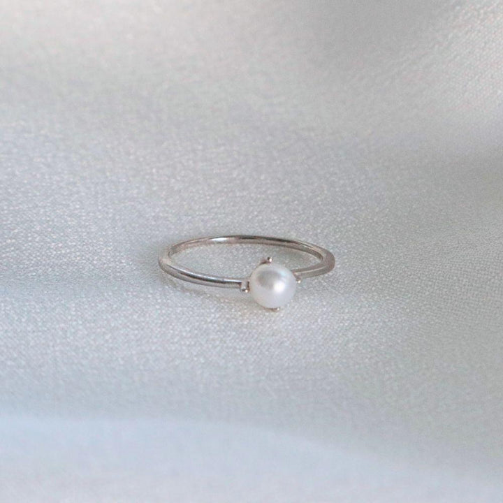 Pearlpals 4mm freshwater pearl rings in sterling silver ring size 5