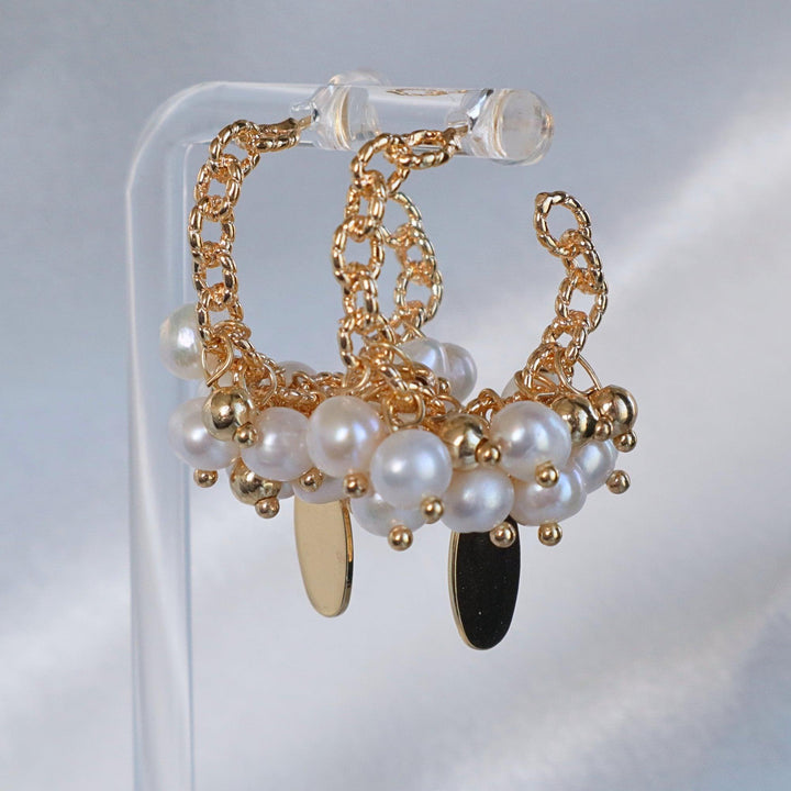 Baroque pearl earrings-modern design-gold plated-gift idea