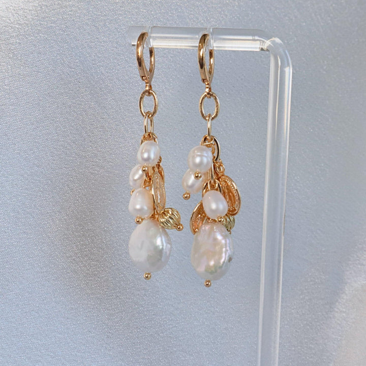 Pearlpals gold plated baroque pearls earrings hooks in modern design