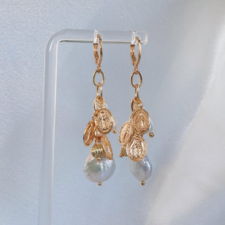 Pearlpals gold plated baroque pearls earrings hooks in modern design