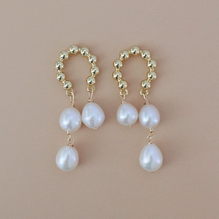 Pearlpals Fashion baroque PEARL DROP EARRINGS WITH GOLD BALL