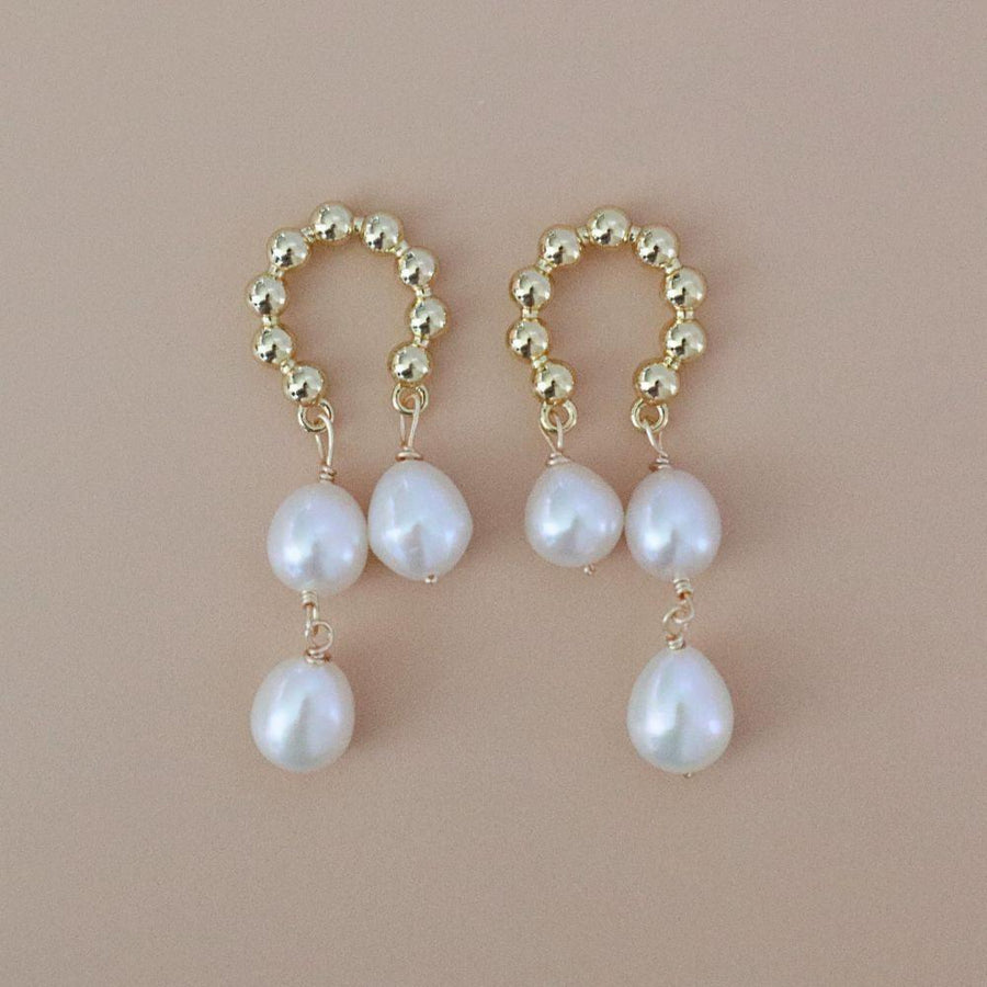 Pearlpals Fashion baroque PEARL DROP EARRINGS WITH GOLD BALL