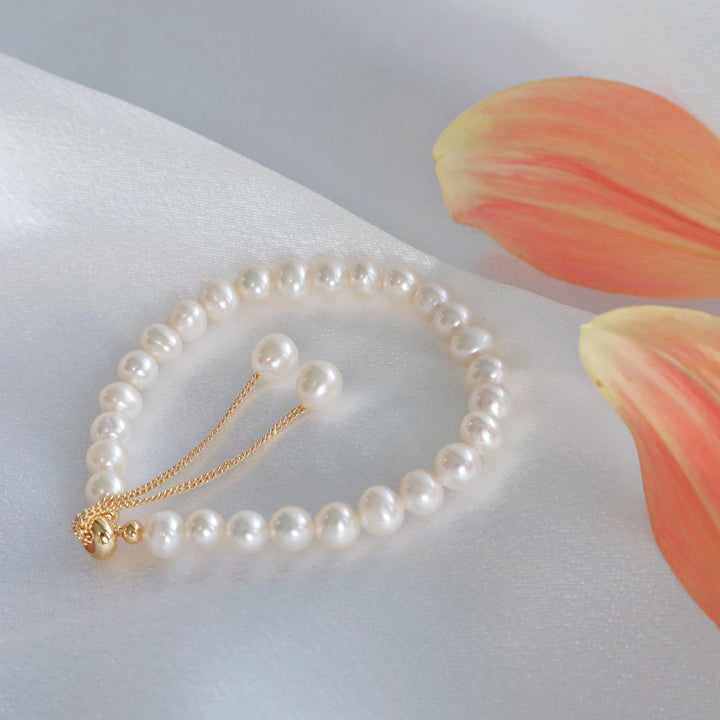 Pearlpals 5mm freshwater pearl bracelet in gold plated materials