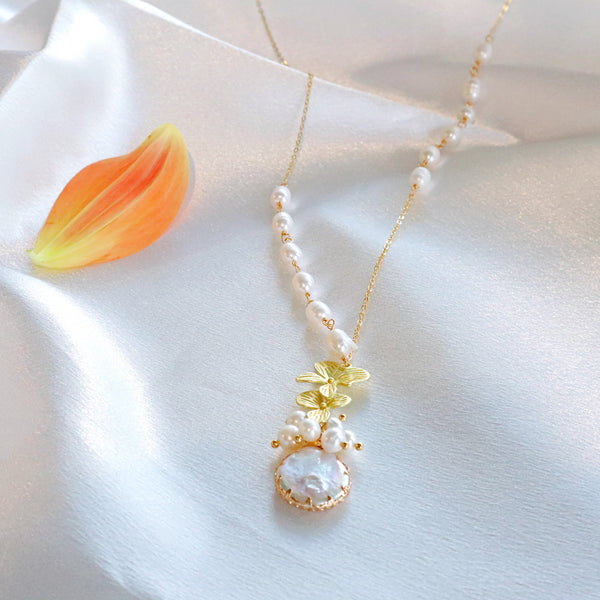 Pearlpals long baroque pearls necklace in gold plated
