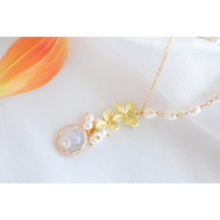 freshwater baroque pearls necklace, rice pearl