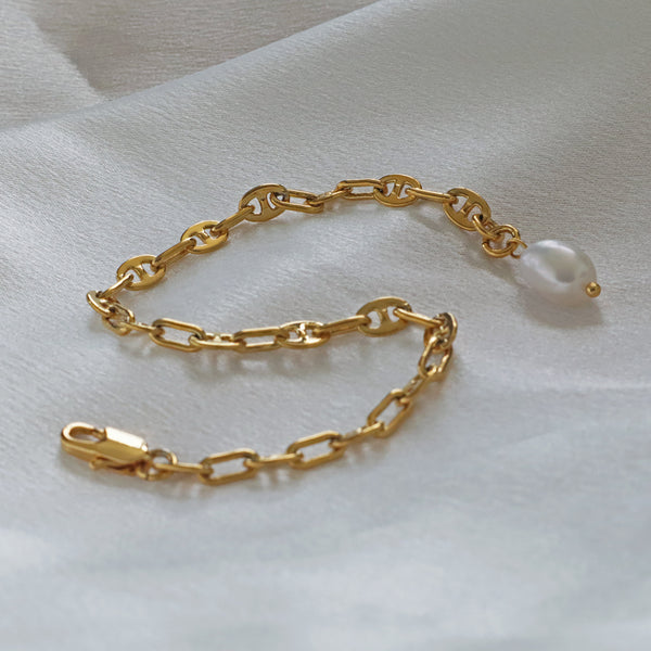 Pearlpals Athena Freshwater Baroque Pearls Bracelet in Gold Plated