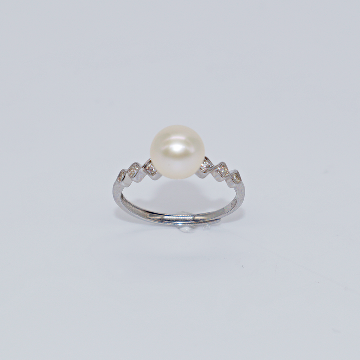 7mm freshwater Pearl ring-zircon-sterling silver-gift idea-fine jewellery
