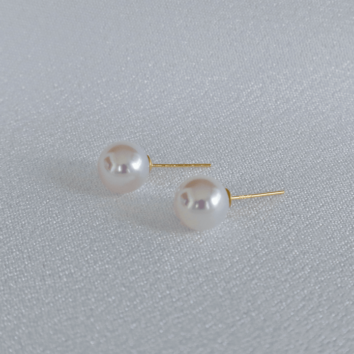 7mm AAAA Freshwater Pearl Stud Earrings in 18K Solid Gold or Sterling Silver - Pearlpals