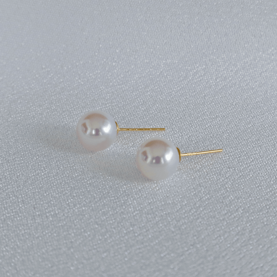 7mm AAAA Freshwater Pearl Stud Earrings in 18K Solid Gold or Sterling Silver - Pearlpals
