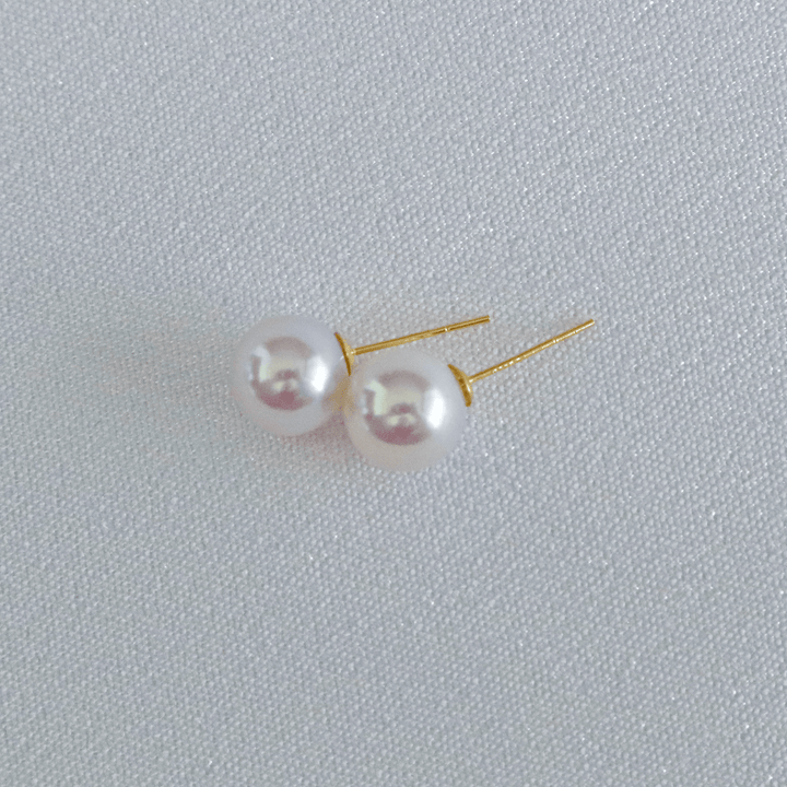 7mm AAAA Freshwater Pearl Stud Earrings in 18K Solid Gold or Sterling Silver - Pearlpals