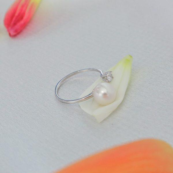 Pearlpals 7mm AAA Freshwater Pearl Open Shank Ring In Sterling Silver