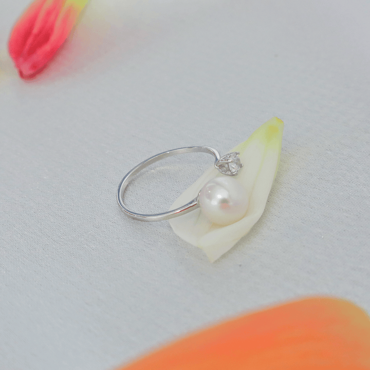 Pearlpals 7mm AAA Freshwater Pearl Open Shank Ring In Sterling Silver