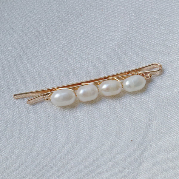 Pearlpals Gold-plated hair clip with genuine 5.5mm freshwater pearls