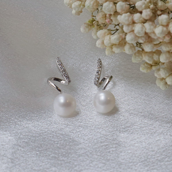 6.5mm button freshwater pearl stud earrings in sterling silver