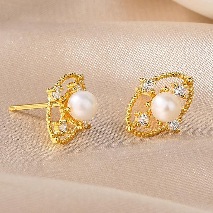  Pearlpals elegant and gold pearl stud earrings with diamond